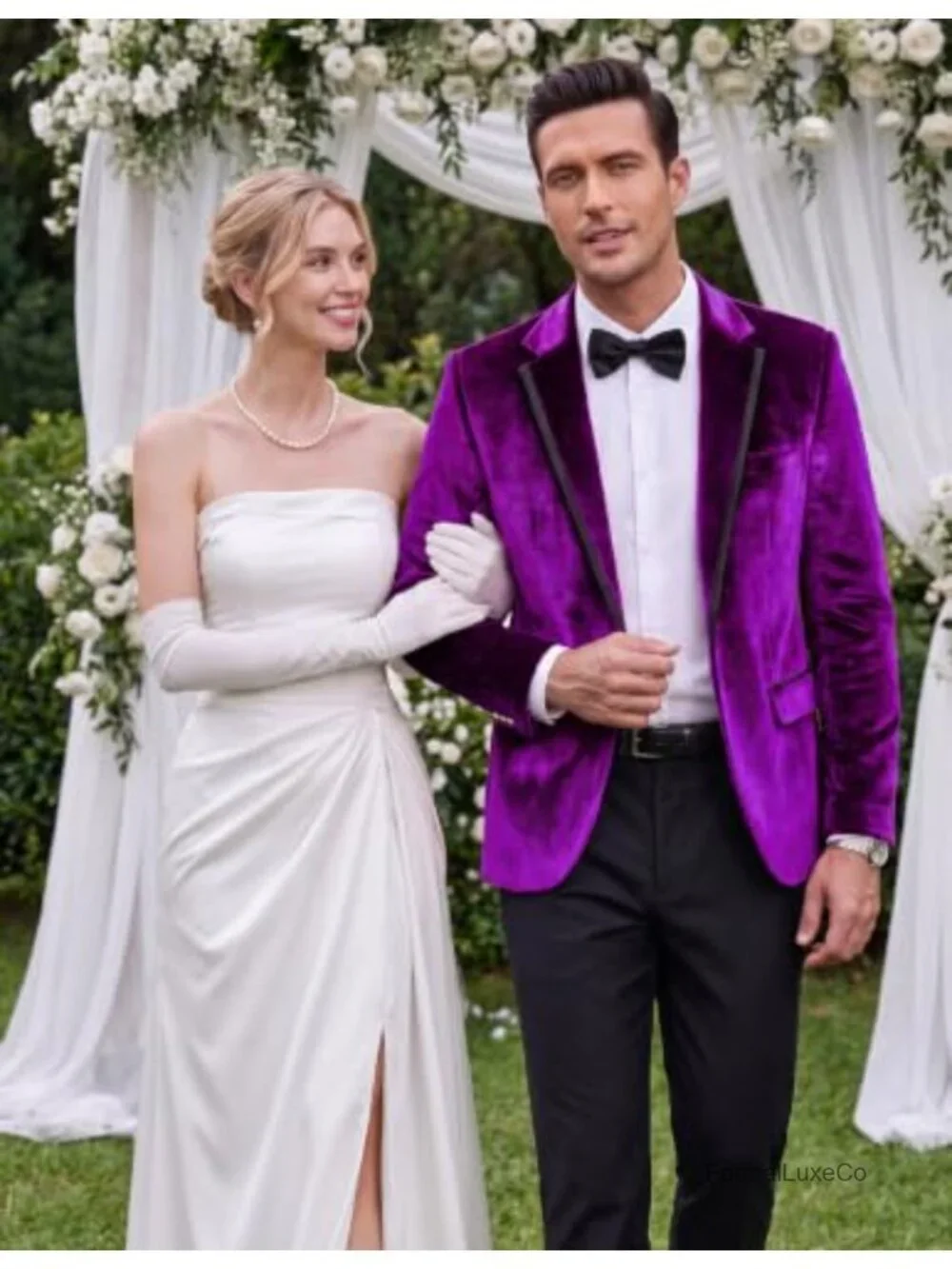 Men's Velvet Blazer One Button Tuxedo Jacket Slim Fit Satin Trim Wedding Prom